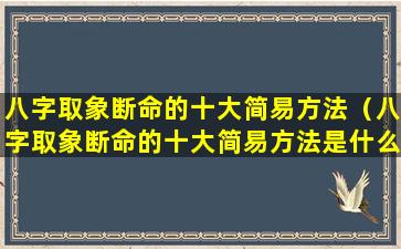 八字取象断命的十大简易方法（八字取象断命的十大简易方法是什么）