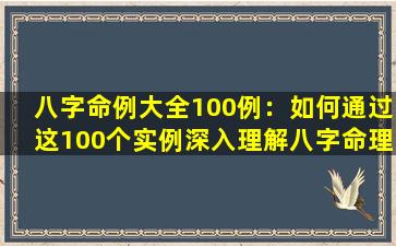 八字命例大全100例：如何通过这100个实例深入理解八字命理