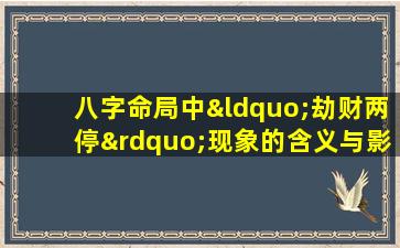 八字命局中“劫财两停”现象的含义与影响是什么