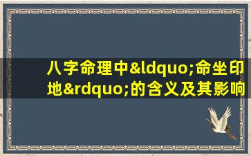 八字命理中“命坐印地”的含义及其影响是什么