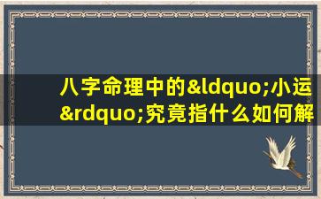 八字命理中的“小运”究竟指什么如何解读其对命运的影响