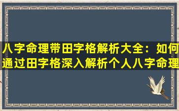 八字命理带田字格解析大全：如何通过田字格深入解析个人八字命理