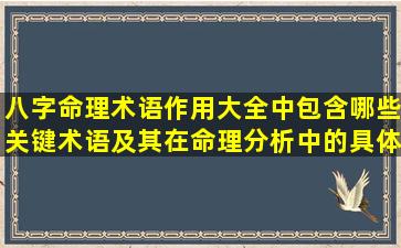 八字命理术语作用大全中包含哪些关键术语及其在命理分析中的具体作用