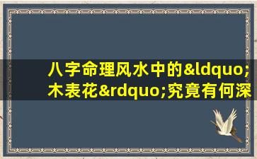 八字命理风水中的“木表花”究竟有何深意