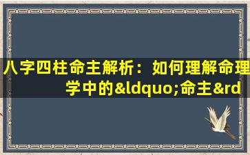 八字四柱命主解析：如何理解命理学中的“命主”概念