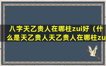 八字天乙贵人在哪柱zui好（什么是天乙贵人天乙贵人在哪柱zui好）