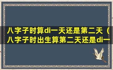 八字子时算di一天还是第二天（八字子时出生算第二天还是di一天）