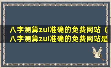 八字测算zui准确的免费网站（八字测算zui准确的免费网站是什么）