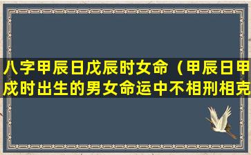 八字甲辰日戊辰时女命（甲辰日甲戍时出生的男女命运中不相刑相克相害）