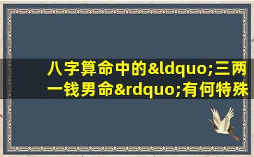 八字算命中的“三两一钱男命”有何特殊含义