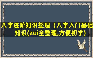 八字进阶知识整理（八字入门基础知识(zui全整理,方便初学)）