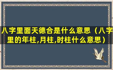 八字里面天德合是什么意思（八字里的年柱,月柱,时柱什么意思）