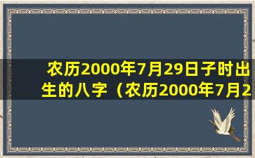 农历2000年7月29日子时出生的八字（农历2000年7月29日子时出生的八字是什么）