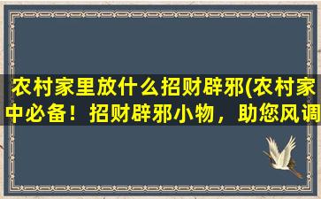 农村家里放什么招财辟邪(农村家中必备！招财辟邪小物，助您风调雨顺、家庭和谐！)