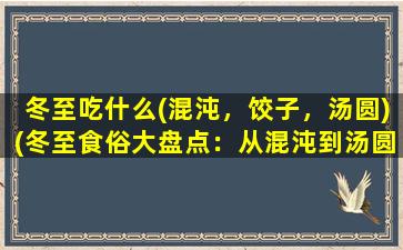 冬至吃什么(混沌，饺子，汤圆)(冬至食俗大盘点：从混沌到汤圆，一文了解冬至饮食文化！)