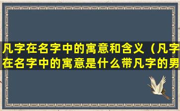 凡字在名字中的寓意和含义（凡字在名字中的寓意是什么带凡字的男孩女孩名都有哪些）