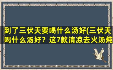 到了三伏天要喝什么汤好(三伏天喝什么汤好？这7款清凉去火汤炖法不容错过！)