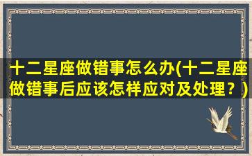 十二星座做错事怎么办(十二星座做错事后应该怎样应对及处理？)