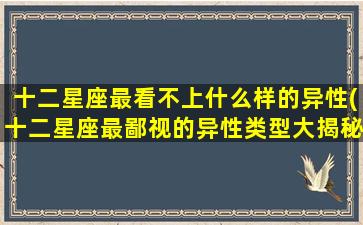 十二星座最看不上什么样的异性(十二星座最鄙视的异性类型大揭秘！)