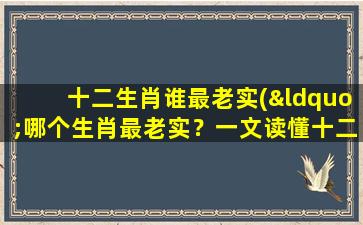 十二生肖谁最老实(“哪个生肖最老实？一文读懂十二生肖性格特点”)