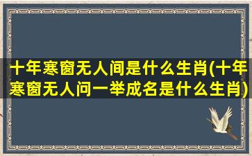 十年寒窗无人间是什么生肖(十年寒窗无人问一举成名是什么生肖)