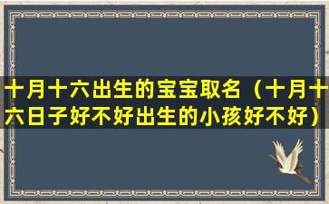 十月十六出生的宝宝取名（十月十六日子好不好出生的小孩好不好）