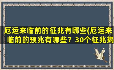 厄运来临前的征兆有哪些(厄运来临前的预兆有哪些？30个征兆揭示*！)