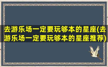 去游乐场一定要玩够本的星座(去游乐场一定要玩够本的星座推荐)