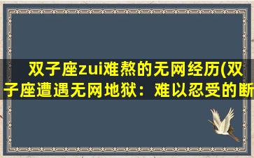 双子座zui难熬的无网经历(双子座遭遇无网地狱：难以忍受的断网经历！)