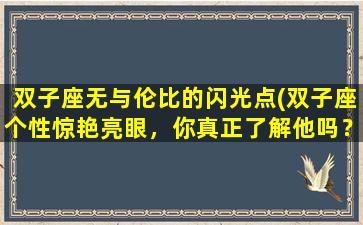 双子座无与伦比的闪光点(双子座个性惊艳亮眼，你真正了解他吗？)