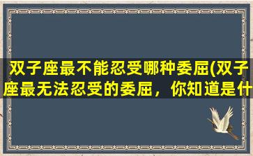 双子座最不能忍受哪种委屈(双子座最无法忍受的委屈，你知道是什么吗？)