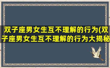 双子座男女生互不理解的行为(双子座男女生互不理解的行为大揭秘！)