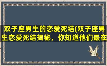 双子座男生的恋爱死结(双子座男生恋爱死结揭秘，你知道他们最在意什么吗？)