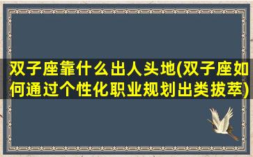 双子座靠什么出人头地(双子座如何通过个性化职业规划出类拔萃)