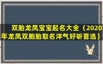 双胎龙凤宝宝起名大全（2020年龙凤双胞胎取名洋气好听首选）