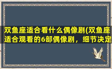 双鱼座适合看什么偶像剧(双鱼座适合观看的6部偶像剧，细节决定一切，豆瓣高分剧照回顾！)