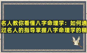 名人教你看懂八字命理学：如何通过名人的指导掌握八字命理学的精髓