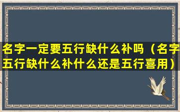 名字一定要五行缺什么补吗（名字五行缺什么补什么还是五行喜用）