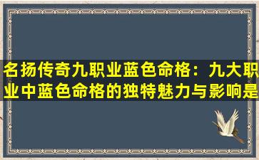 名扬传奇九职业蓝色命格：九大职业中蓝色命格的独特魅力与影响是什么