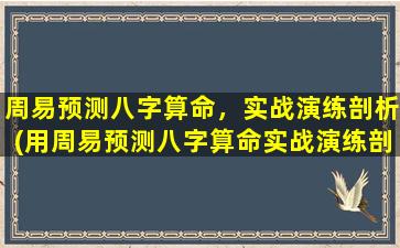 周易预测八字算命，实战演练剖析(用周易预测八字算命实战演练剖析)