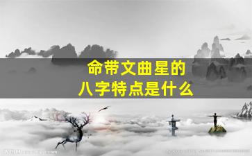 命带文曲星的八字特点是什么