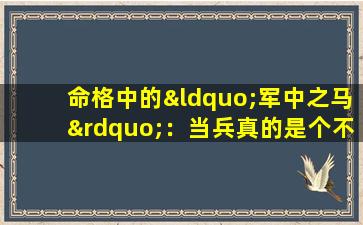 命格中的“军中之马”：当兵真的是个不好的选择吗