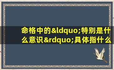 命格中的“特别是什么意识”具体指什么