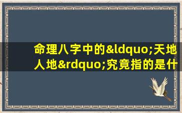 命理八字中的“天地人地”究竟指的是什么