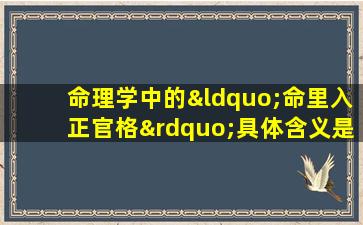 命理学中的“命里入正官格”具体含义是什么