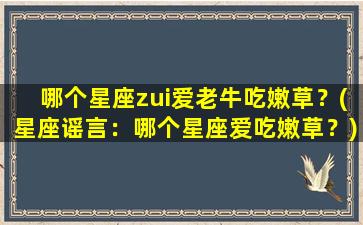 哪个星座zui爱老牛吃嫩草？(星座谣言：哪个星座爱吃嫩草？)