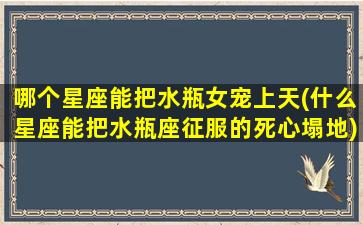 哪个星座能把水瓶女宠上天(什么星座能把水瓶座征服的死心塌地)