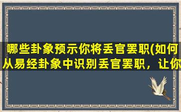 哪些卦象预示你将丢官罢职(如何从易经卦象中识别丢官罢职，让你提前预知职场风险？)