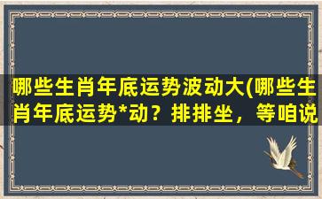 哪些生肖年底运势波动大(哪些生肖年底运势*动？排排坐，等咱说。)