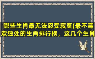 哪些生肖最无法忍受寂寞(最不喜欢独处的生肖排行榜，这几个生肖真的很拒绝孤独！)